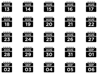 Calendar Glyph Icon pictogram symbol visual illustration Set