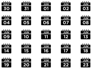 Calendar Glyph Icon pictogram symbol visual illustration Set