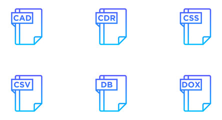 File Formats Line Gradient Icon pictogram symbol visual illustration Set