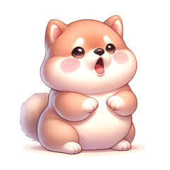 Naklejka premium A cute cartoon dog with big eyes and a surprised expression on its face