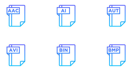 File Formats Line Gradient Icon pictogram symbol visual illustration Set