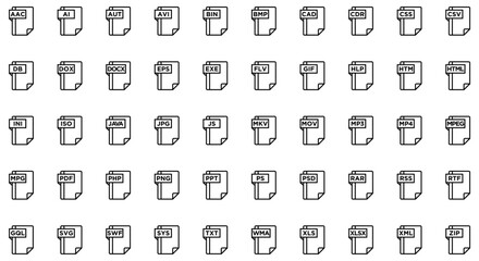 File Formats Line Icon pictogram symbol visual illustration Set