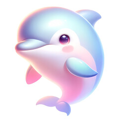 A cute cartoon dolphin with a pastel color scheme.