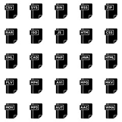 File Formats Glyph Icon pictogram symbol visual illustration Set