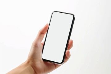 Blank Smartphone Mockup on Hand created with Generative AI