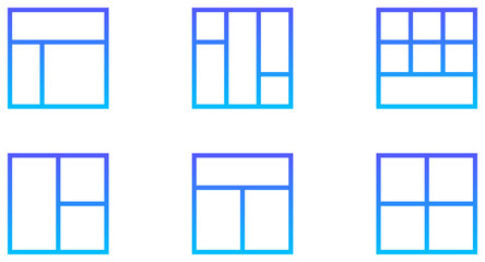 Layout Line Gradient Icon pictogram symbol visual illustration Set