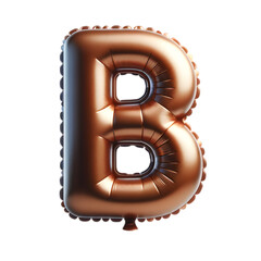 a brown foil balloon shaped like the letter 'B'