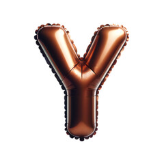 a brown foil balloon shaped like the letter 'Y'