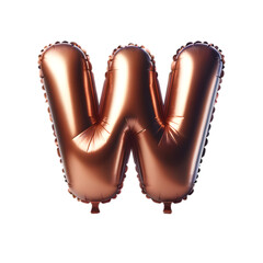 a brown foil balloon shaped like the letter 'W'