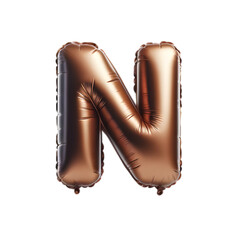 a brown foil balloon shaped like the letter 'N'