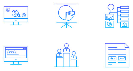 SEO Search Engine Optimization Line Gradient Icon pictogram symbol visual illustration Set