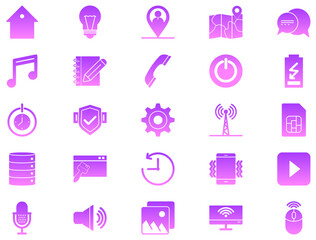 Phone And Tablet Glyph Gradient Icon pictogram symbol visual illustration Set