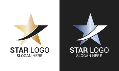 Obraz premium Modern gold and silver star logo design vector. Stars logo design concept. Star Logo Designs Vector Template 