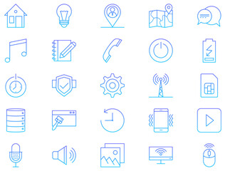 Phone and Tablet Line Gradient Icon pictogram symbol visual illustration Set