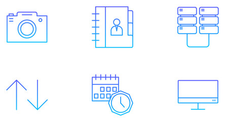 Phone and Tablet Line Gradient Icon pictogram symbol visual illustration Set