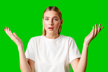 Young Woman in White T-shirt Making a Surprised Face