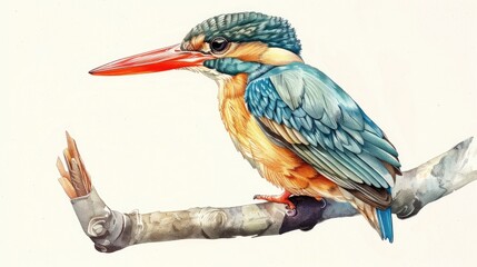Large Billed Kingfisher Bird - obrazy, fototapety, plakaty