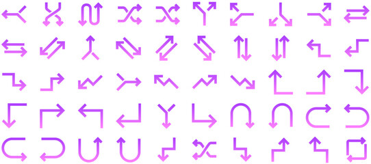 Arrow Glyph Gradient Icon pictogram symbol visual illustration Set