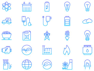Energy Line Gradient Icon pictogram symbol visual illustration Set