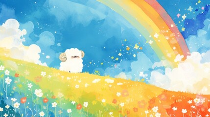 Rainbow, children's illustration, cute watercolor, acrylic, strong texture, gentle colors, pride day, pride month, 4k HD background, diversity, pride, lesbian, international children's day，4K Wallpape