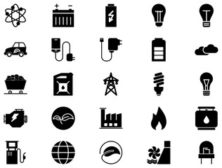 Energy Glyph Icon pictogram symbol visual illustration Set