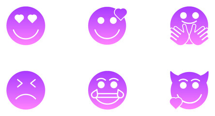 Naklejka premium Cat Smiley Glyph Icon Smiley Face Emoji pictogram symbol visual illustration Set