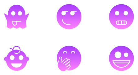 Naklejka premium Cat Smiley Glyph Icon Smiley Face Emoji pictogram symbol visual illustration Set