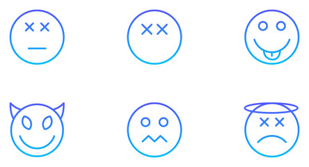 Smiley Face Emoji Smiley Line Gradient Icon pictogram symbol visual illustration Set