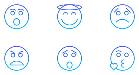 Smiley Face Emoji Smiley Line Gradient Icon pictogram symbol visual illustration Set
