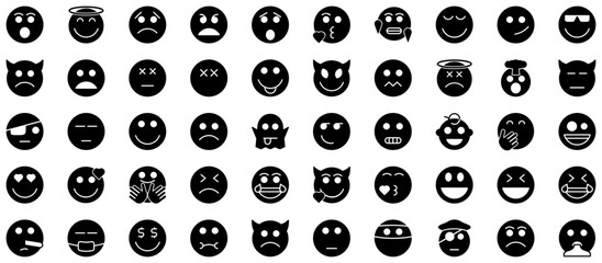 Cat Smiley Glyph Icon Smiley Face Emoji pictogram symbol visual illustration Set