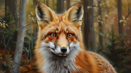 Obraz premium Portrait of a male red fox showcasing the intelligent and elegant essence of this forest dwelling creature