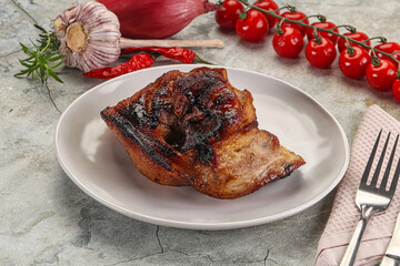 Roasted pork knuckle with bone - obrazy, fototapety, plakaty