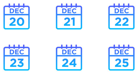 December Calendar Line Gradient Icon pictogram symbol visual illustration Set