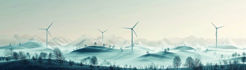 The clean lines of polygonal wireframe wind turbines capture the essence of green energy innovation AI Generate