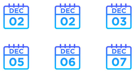 December Calendar Line Gradient Icon pictogram symbol visual illustration Set