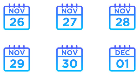 November Calendar Line Gradient Icon pictogram symbol visual illustration Set