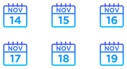 November Calendar Line Gradient Icon pictogram symbol visual illustration Set