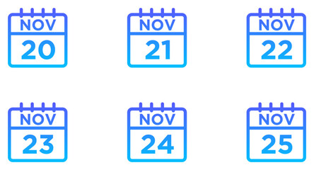 November Calendar Line Gradient Icon pictogram symbol visual illustration Set