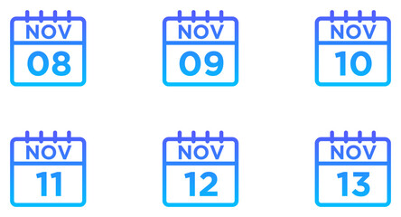 November Calendar Line Gradient Icon pictogram symbol visual illustration Set