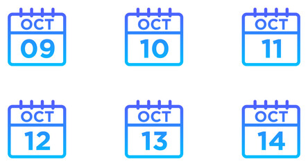 October Calendar Line Gradient Icon pictogram symbol visual illustration Set