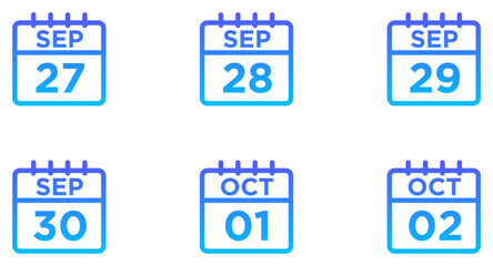 September Calendar Line Gradient Icon pictogram symbol visual illustration Set