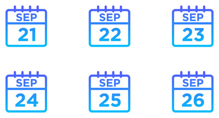 September Calendar Line Gradient Icon pictogram symbol visual illustration Set