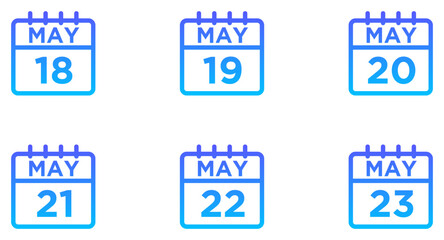 May Calendar Line Gradient Icon pictogram symbol visual illustration Set