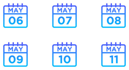 May Calendar Line Gradient Icon pictogram symbol visual illustration Set