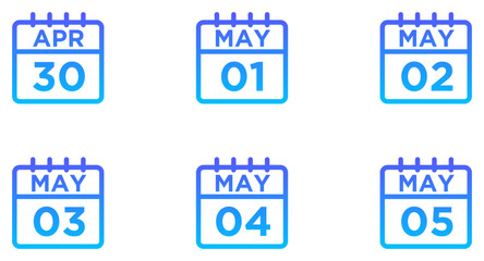 May Calendar Line Gradient Icon pictogram symbol visual illustration Set