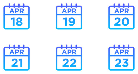 April Calendar Line Gradient Icon pictogram symbol visual illustration Set