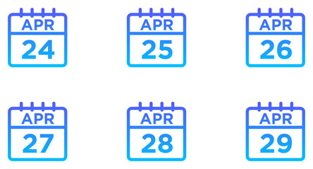 April Calendar Line Gradient Icon pictogram symbol visual illustration Set
