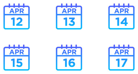 April Calendar Line Gradient Icon pictogram symbol visual illustration Set