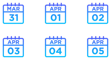 April Calendar Line Gradient Icon pictogram symbol visual illustration Set
