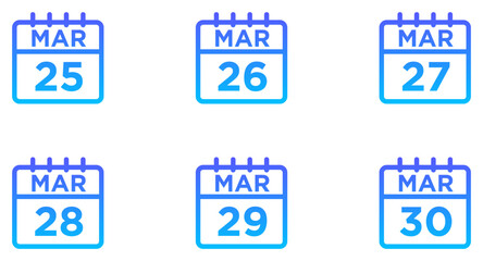 March Calendar Line Gradient Icon pictogram symbol visual illustration Set